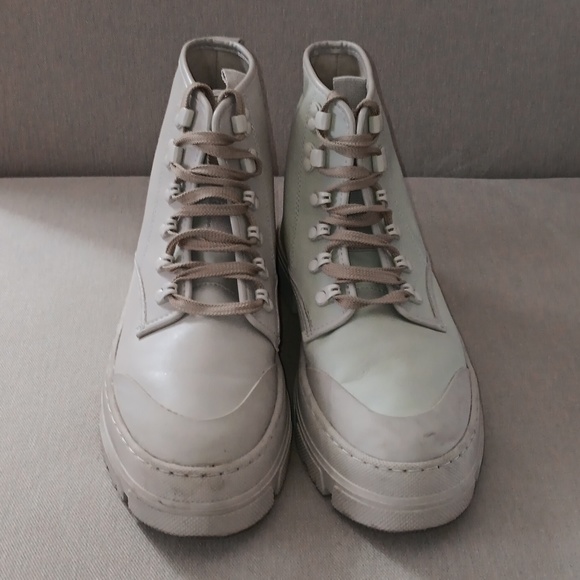 Zara lace up cream chunky rubberized combat boot - Picture 4 of 7